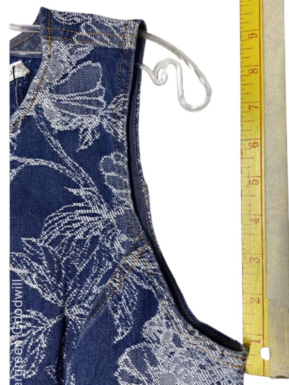 NWT Avec Les Filles Parisian Office Blue Floral Embroidered Sheath Midi Denim 12 - Picture 9 of 10